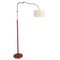 Italian Red Leather & Brass Swing Arm Floor Lamp, 1950s 5