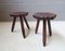 Rustic Wood Tripod Stools, 1950s, Set of 2 1