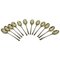 Small Vermeil & Solid Silver Gilded Spoons, Set of 12 1