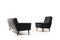 Mid-Century Danish Black Leather Sofa and Lounge Chair, 1950s, Set of 2, Image 4