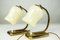 Mid-Century Brass & Glass Bedside Lamps, Set of 2 1