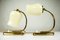 Mid-Century Brass & Glass Bedside Lamps, Set of 2 7