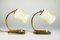 Mid-Century Brass & Glass Bedside Lamps, Set of 2 4