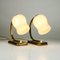 Mid-Century Brass & Glass Bedside Lamps, Set of 2 2