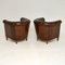 Antique Swedish Leather Chesterfield Armchairs, Set of 2 12