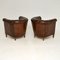 Antique Swedish Leather Chesterfield Armchairs, Set of 2, Image 12