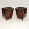 Antique Swedish Leather Chesterfield Armchairs, Set of 2 8