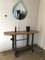 Antique Industrial Iron Hall Table with Wooden Top from Singer, 1920s 5