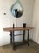 Antique Industrial Iron Hall Table with Wooden Top from Singer, 1920s, Image 5