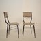 Italian Black Metal and Gray Leather Dining Chairs, 1950s, Set of 2 17
