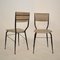 Italian Black Metal and Gray Leather Dining Chairs, 1950s, Set of 2 2