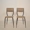Italian Black Metal and Gray Leather Dining Chairs, 1950s, Set of 2 10