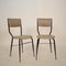Italian Black Metal and Gray Leather Dining Chairs, 1950s, Set of 2 1