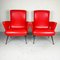 Italienische Rote Vintage Sessel, 1950er, 2er Set 3