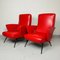 Italienische Rote Vintage Sessel, 1950er, 2er Set 1