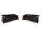 Black Leather Sofa Set from Laauser 1