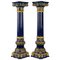 Polychromed Blue Earthenware Columns, Set of 2 1