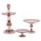 Transparent and Red Bohemian Crystal Cups, Set of 3 1