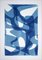 Jazzy Fifties Shapes, Blue Tones Vibrant Forms, Monotype, Cyanotype on Paper, 2021 1
