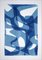 Jazzy Fifties Shapes, Blue Tones Vibrant Forms, Monotype, Cyanotype on Paper, 2021, Image 1