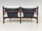 Skandinavisches 2-Sitzer Sofa aus Weißem Textil und Gebeiztem Holz 12