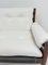 Skandinavisches 2-Sitzer Sofa aus Weißem Textil und Gebeiztem Holz 5