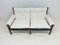 Scandinavian 2-Seat White Textile and Stained Wood Sofa 3