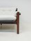 Scandinavian 2-Seat White Textile and Stained Wood Sofa 4