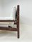 Scandinavian 2-Seat White Textile and Stained Wood Sofa 7