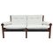 Scandinavian 2-Seat White Textile and Stained Wood Sofa, Image 1