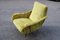 Italian Yellow Velvet Lounge Chair with Brass Base, 1950s 3