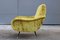 Italian Yellow Velvet Lounge Chair with Brass Base, 1950s 11