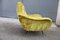 Italian Yellow Velvet Lounge Chair with Brass Base, 1950s, Image 9