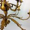 Lampadario dorato a 12 braccia decorato con foglie, anni '40, Immagine 7