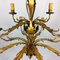 Lampadario dorato a 12 braccia decorato con foglie, anni '40, Immagine 8