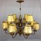 Gilded 12-Arm Chandelier Decorated with Leaves, 1940s 3