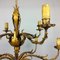Lámpara de araña dorada de 12 brazos decorada con hojas, años 40, Imagen 4