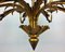 Lámpara de araña dorada de 12 brazos decorada con hojas, años 40, Imagen 10