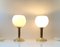 Lampes de Bureau Vintage en Verre Blanc et Laiton de ABO, Danemark, 1970s, Set de 2 2
