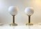 Vintage Danish Table Lamps in White Glass and Brass from ABO, 1970s, Set of 2, Image 1