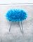 Vintage Electric Blue Fluffy Tripod Stool, 1960s, Image 5