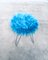 Vintage Electric Blue Fluffy Tripod Stool, 1960s 6