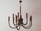 Lámpara de araña vintage de latón con 12 luces, Imagen 11