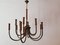 Lámpara de araña vintage de latón con 12 luces, Imagen 1