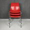 Französischer Roter Mid-Century Stuhl aus Kunststoff von Grosfillex, 1980er, 3er Set 4