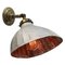 Industrielle Mid-Century Wandlampe aus Silberglas, Messing & Gusseisen 1