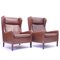 Leather Wingback Chairs from Stouby, 1970s, Set of 2 3