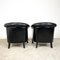 Club chair vintage in pelle di pecora nera, set di 2, Immagine 5