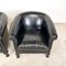 Club chair vintage in pelle di pecora nera, set di 2, Immagine 12