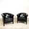 Club chair vintage in pelle di pecora nera, set di 2, Immagine 1